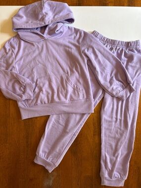 Purple Matching Lounge Set | Girls 110 (4-5) | Pullover Hoodie Joggers Travel